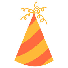 orange and yellow stripe pattern party hat illustration 