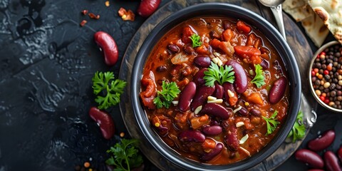 Savor the Flavor Closeup of Perfectly Cooked Red Kidney Beans in a Rajma Bowl. Concept Food Photography, Close-up Shots, Red Kidney Beans, Rajma Bowl, Savory Dishes