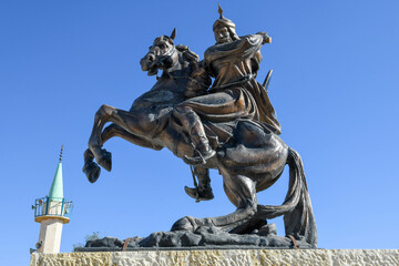 Obraz premium Equestrian statue of Saladin at Karak in Jordan