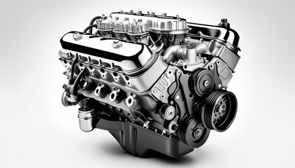 v8 engine, isolated white background. 