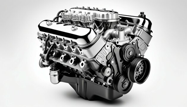 v8 engine, isolated white background. 