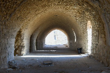 View at the interior of fort Karak in Jordan