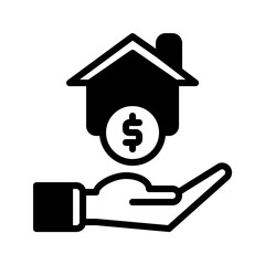 home and hand icon outline black style. Business and finance icons