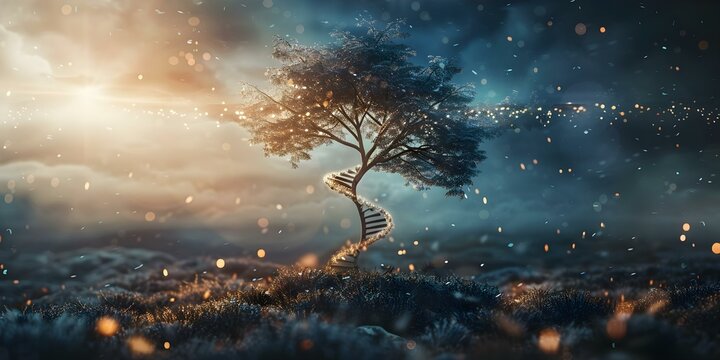 The Interconnectedness of All Beings Through DNA. Concept DNA sequencing, genetic similarities, biological connections, evolutionary relationships