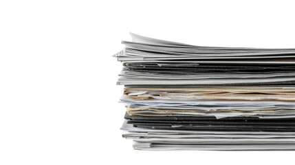 Stack of business documents papers on a transparent background