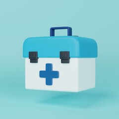 First Aid Kit Medicine Chest Box 3D Icon for Medical and Healthcare Projects. 3D rende