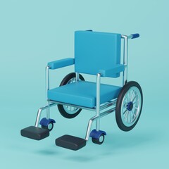 Wheelchair 3D Icon for Medical and Healthcare Projects. 3D render