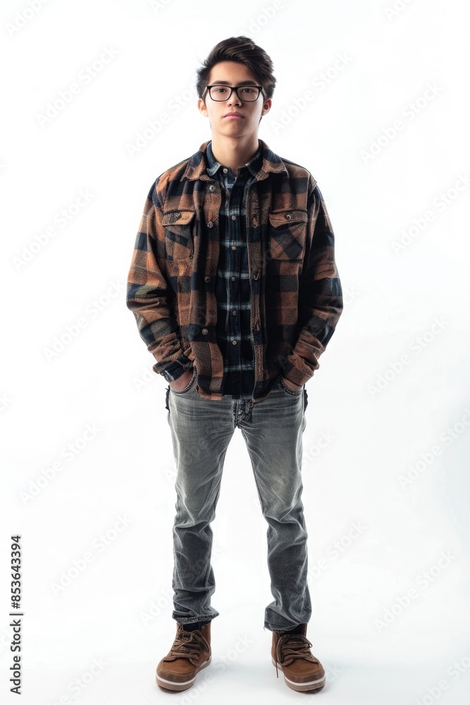 Wall mural standing. full length portrait of young man in casual attire isolated on white background