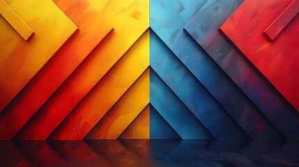 An abstract design of arrows in a repeating pattern with alternating colors, creating a playful and decorative look. The arrows are in bright, contrasting hues.