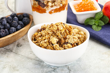 Granola museli cereal for breakfast