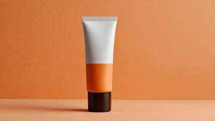 tube of cream on orange background, mockup