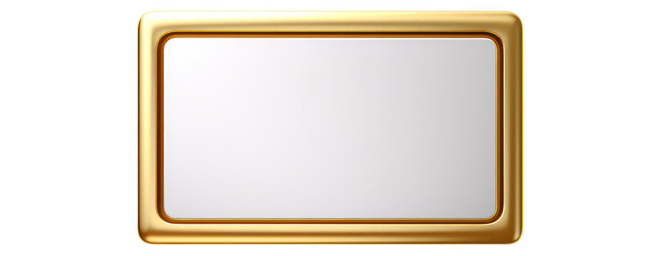 Gold rectangle circle round shape clip art frame cut out white center