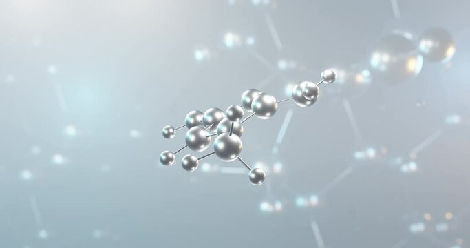 Creatinine rotating 3d molecule, molecular structure of creatine breakdown product, seamless video