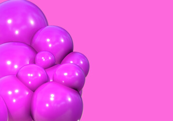 3D balls purple bubble balloon color glossy 3d render shepres ball group background