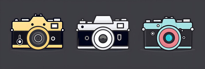 Camera icon set. Photo camera in flat style. Vector
