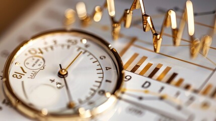 Fototapeta premium Track financial achievements with a barometer chart showing a steady upward trend in business growth levels.