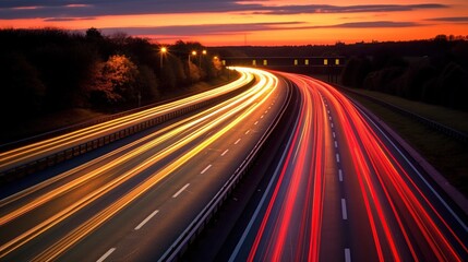 Fototapeta premium Fast moving traffic drives