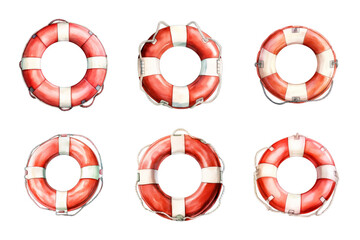 Lifebuoy Collection Bundle Set Isolated on a Transparent Background