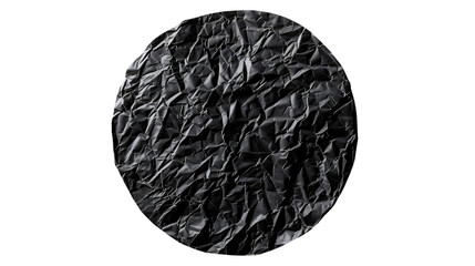 Black round sticker with wrinkles on a transparent background