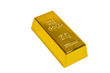 Gold bar isolated on white background with clipping path.