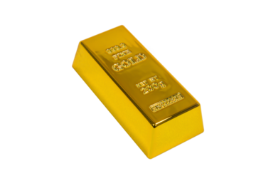 Gold bar isolated on white background with clipping path.