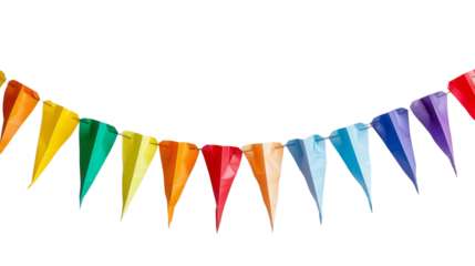Celebration pennant chain on white background