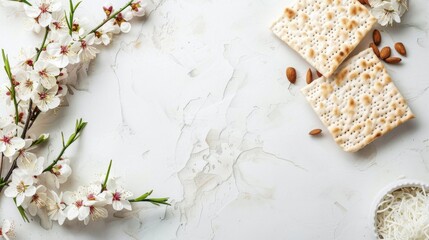 Spring Blossoms and Matzo Crackers with Almonds, Generative AI
