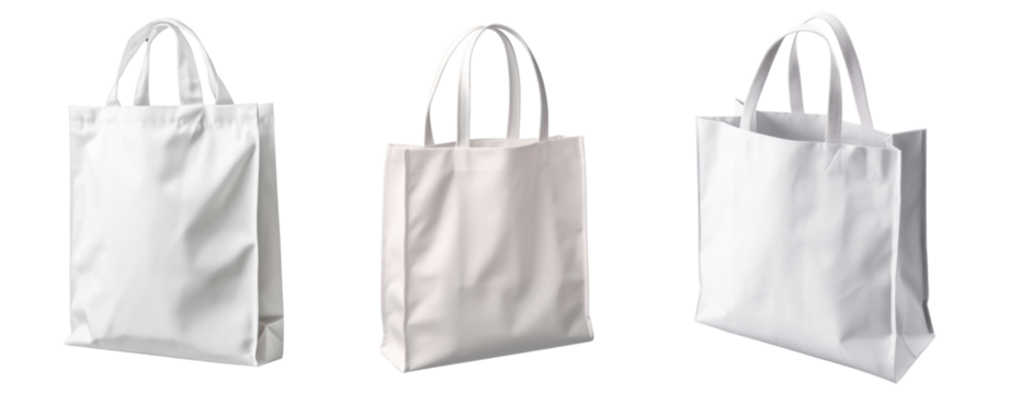 set of cotton eco bag white mock up color cut out background