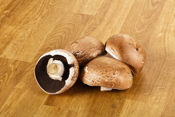 Raw brown champignon for cooking