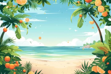 Fototapeta premium Summer Background illustration created with Generative AI