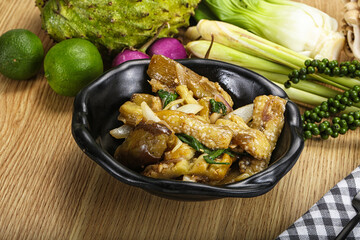 Roasted Thai eggplant with onion