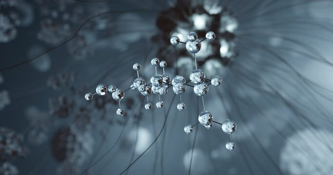 Ethambutol rotating 3d molecule, molecular structure of antituberculosis agents, seamless video