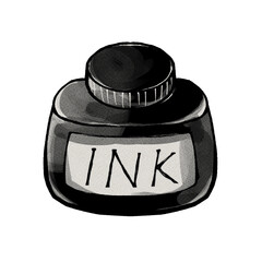 漫画家が使う、つけペン用のインク瓶のイラスト