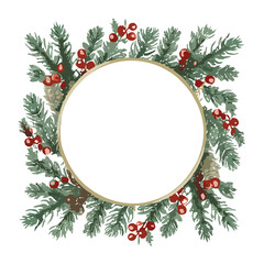 christmas frame with branches and balls