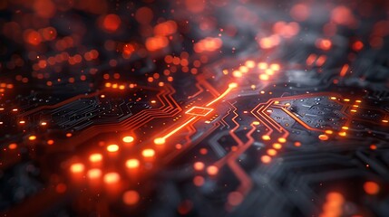 Arrows integrated into a circuit board pattern, symbolizing direction and technology. The design features intricate circuit pathways with arrows seamlessly blended, highlighting the fusion of movement