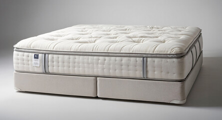 White luxury pocket sprung, spring mattress with soft memory foam. Orthopedic or hypoallergenic mattress	