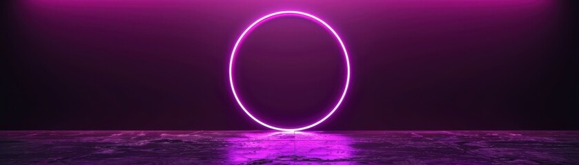 Purple Neon Circle Light with Reflective Floor for Product Display