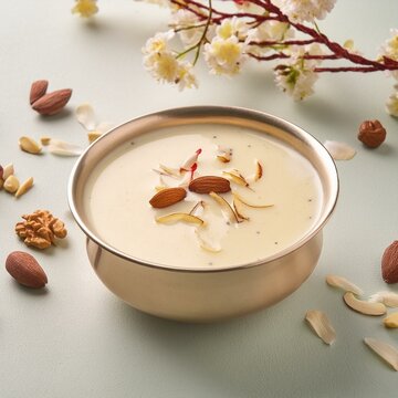 Indian special sweet food rabri or rabdi made with pure milk garnished with dry fruits