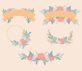 flower banner vector set