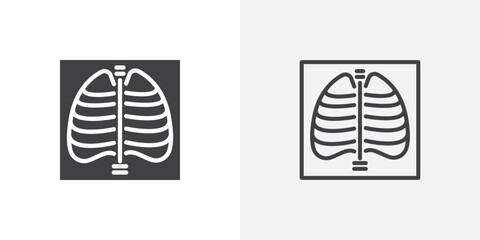 X ray flat thin line icon collection.