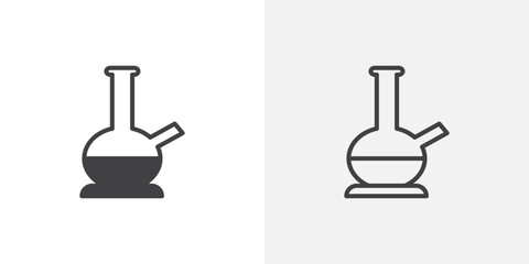 Bong flat thin line icon collection.