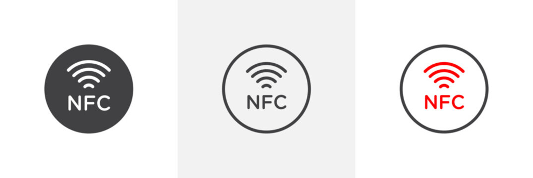 Nfc flat thin line icon collection.
