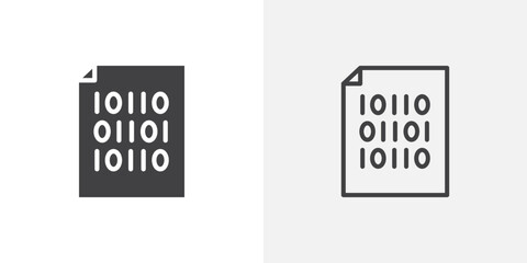 File Binary flat thin line icon collection.