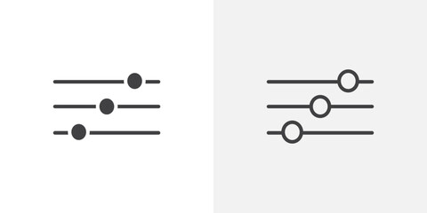 Filter Button flat thin line icon collection.