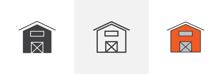 Farm flat thin line icon collection.