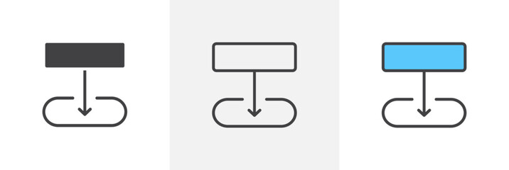 Diagram next flat thin line icon collection.