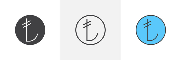 Lira flat thin line sign collection. flat thin line icon collection.