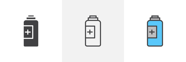 Medical pump flat thin line icon collection.