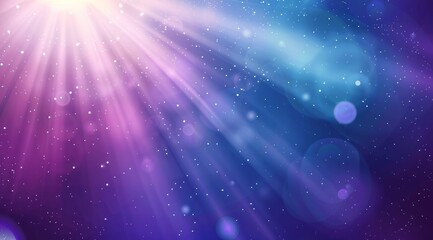 Fototapeta premium Purple and blue gradient background with sun rays, dots, spotlights and glowing effect