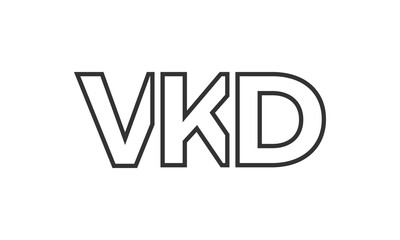 VKD logo design template with strong and modern bold text. Initial based vector logotype featuring simple and minimal typography. Trendy company identity.